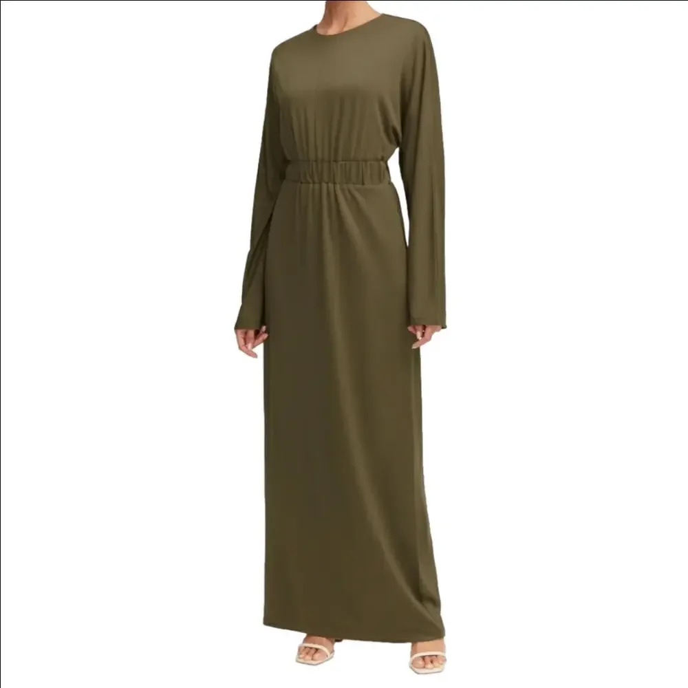 Veiled Collection Jersey Maxi Dress Size XL Adelynn Barwing Khaki Green Pockets